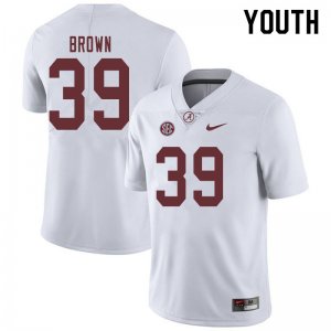 NCAA Youth Alabama Crimson Tide #39 Jahi Brown Stitched College 2019 Nike Authentic White Football Jersey NP17L65ZN